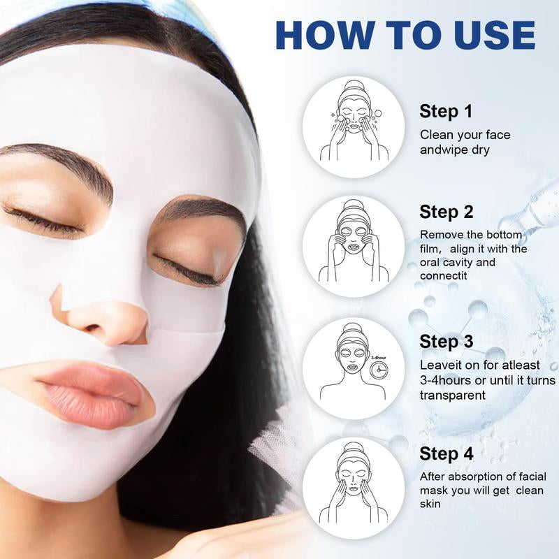 Ggv-Collagen Real Deep Mask, Hydrating Overnight Hydrogel Mask, Pore Minimizing, Elasticity Improvement- 5PCS Facial Moisture Skincare Face Mask