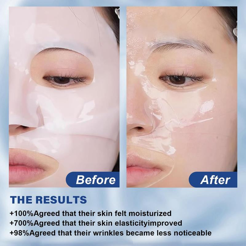 Ggv-Collagen Real Deep Mask, Hydrating Overnight Hydrogel Mask, Pore Minimizing, Elasticity Improvement- 5PCS Facial Moisture Skincare Face Mask