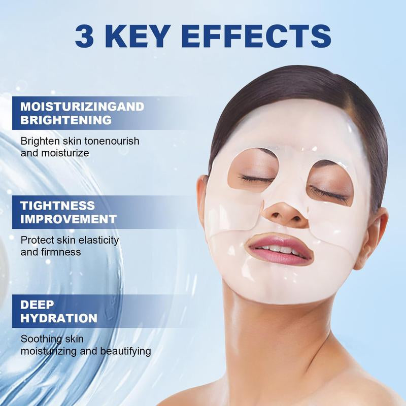 Ggv-Collagen Real Deep Mask, Hydrating Overnight Hydrogel Mask, Pore Minimizing, Elasticity Improvement- 5PCS Facial Moisture Skincare Face Mask