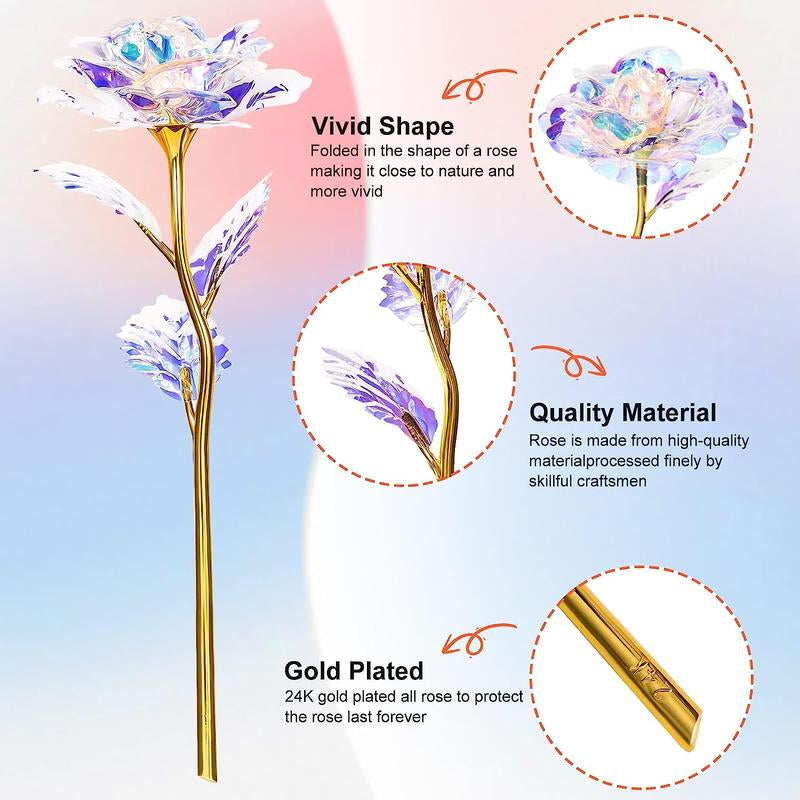 [Limited Halloween Sale] : Mothers Day Rose Gifts for Mom Flower Birthday Gifts for Women Colorful Rainbow Enchanted Crystal Flower Mothers Day Ideas Gifts for Wife Daughters Sister Friends